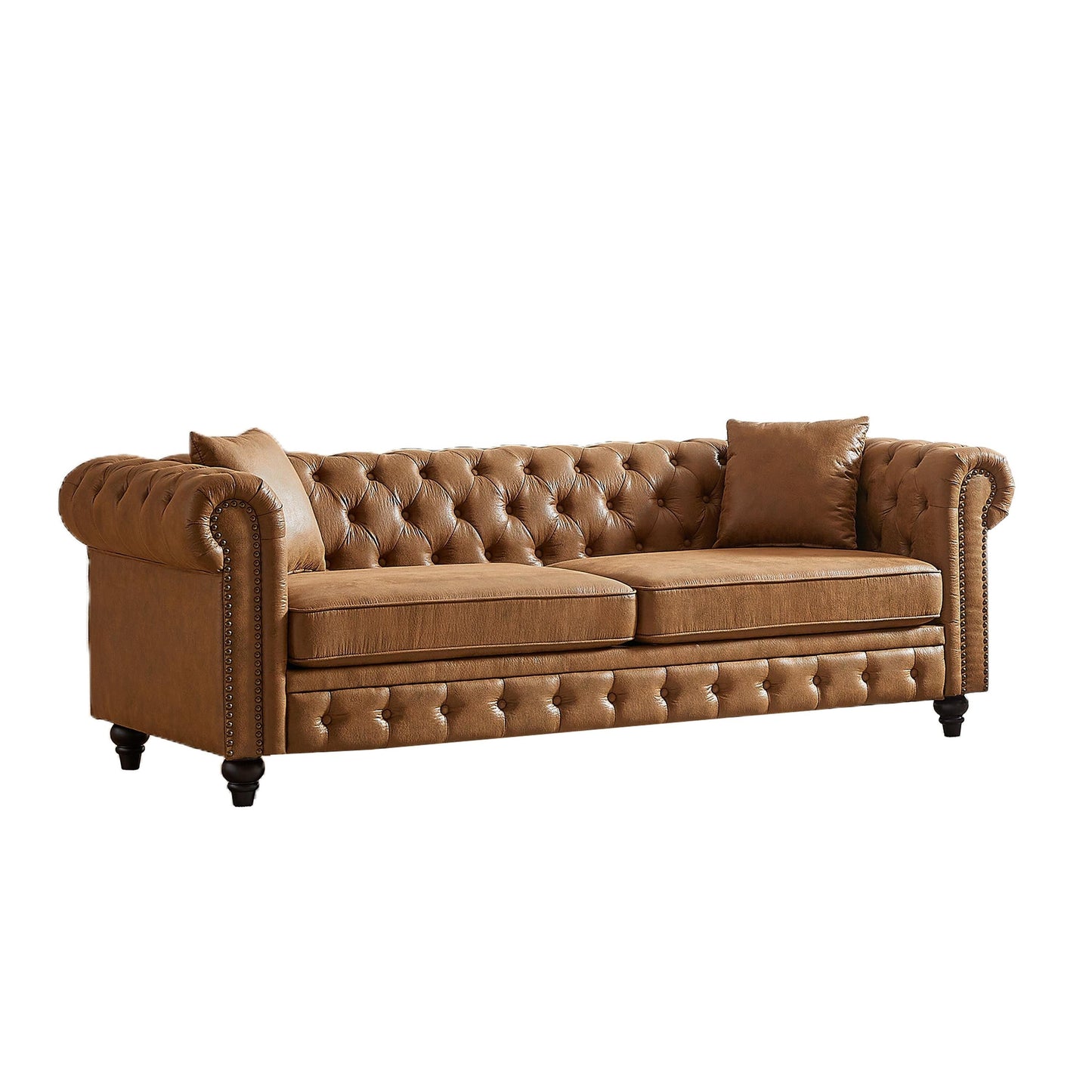 Canapé 3 places Chesterfield 85.5 en tissu technique avec coussins