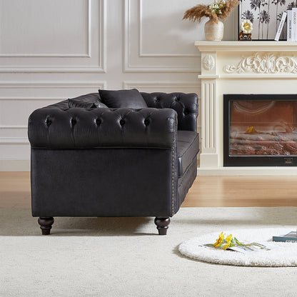 Canapé 3 places Chesterfield 85.5 en tissu technique avec coussins