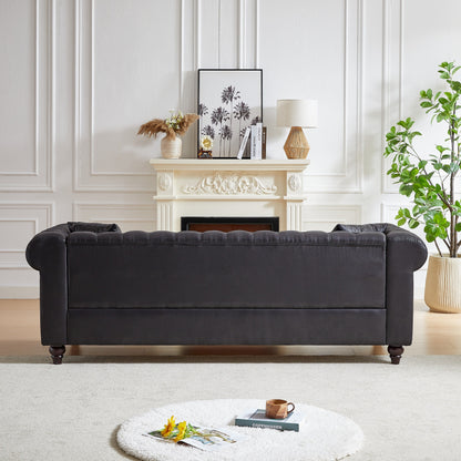 Canapé 3 places Chesterfield 85.5 en tissu technique avec coussins