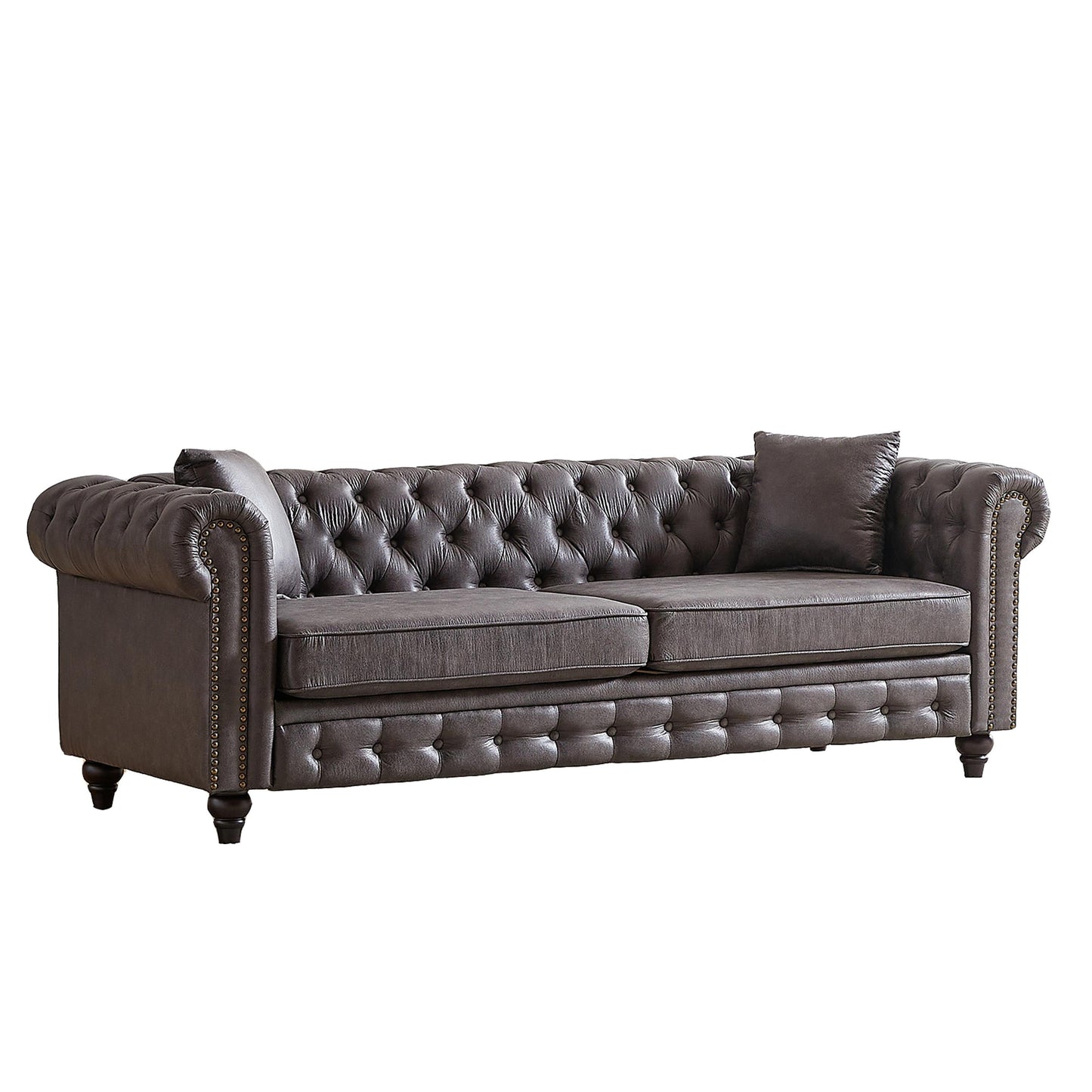 Canapé 3 places Chesterfield 85.5 en tissu technique avec coussins
