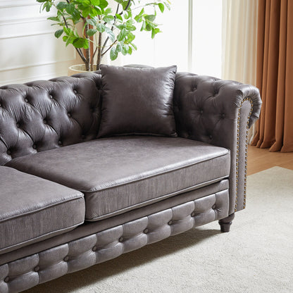 Canapé 3 places Chesterfield 85.5 en tissu technique avec coussins