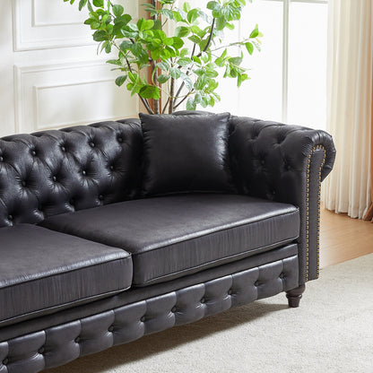 Canapé 3 places Chesterfield 85.5 en tissu technique avec coussins