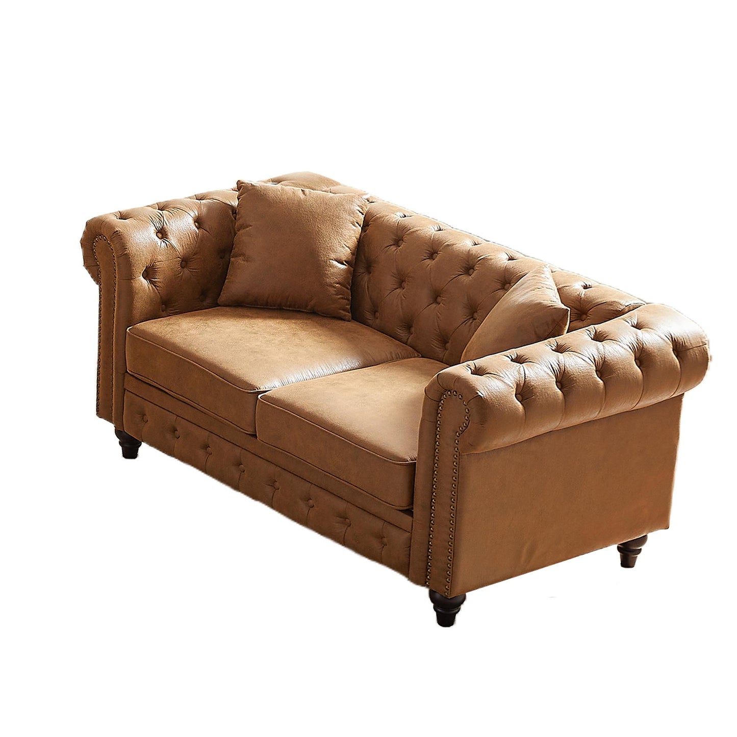Canapé 3 places Chesterfield 85.5 en tissu technique avec coussins