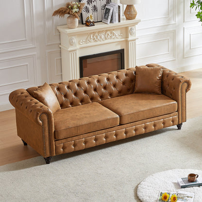 Canapé 3 places Chesterfield 85.5 en tissu technique avec coussins