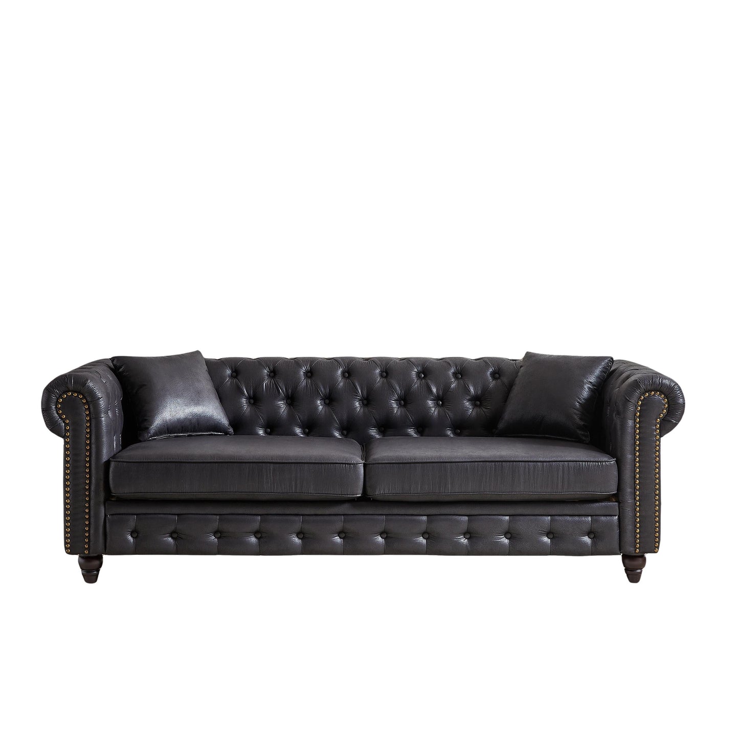 Canapé 3 places Chesterfield 85.5 en tissu technique avec coussins