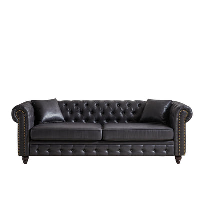 Canapé 3 places Chesterfield 85.5 en tissu technique avec coussins