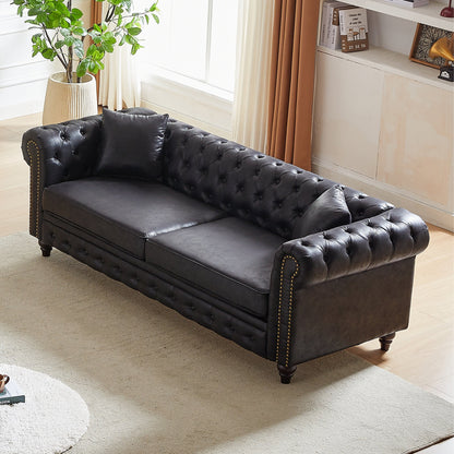Canapé 3 places Chesterfield 85.5 en tissu technique avec coussins