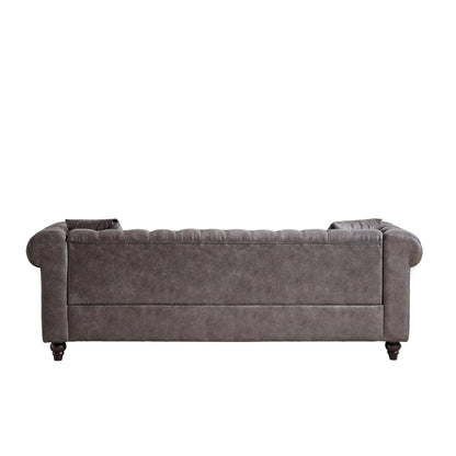 Canapé 3 places Chesterfield 85.5 en tissu technique avec coussins