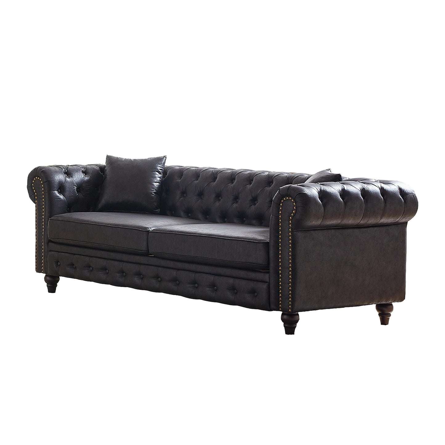 Canapé 3 places Chesterfield 85.5 en tissu technique avec coussins