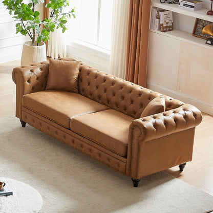 Canapé 3 places Chesterfield 85.5 en tissu technique avec coussins