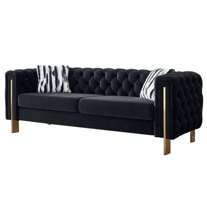 Canapé de salon moderne Chesterfield en velours capitonné