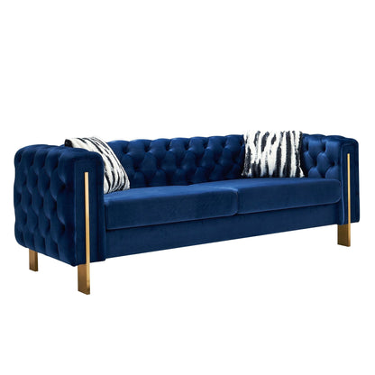 Canapé de salon moderne Chesterfield en velours capitonné