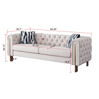 Canapé de salon moderne Chesterfield en velours capitonné