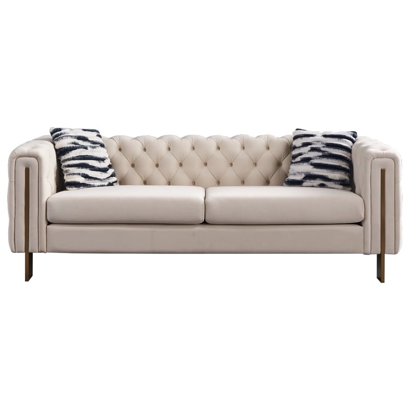 Canapé de salon moderne Chesterfield en velours capitonné