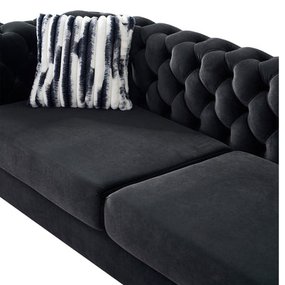 Canapé de salon moderne Chesterfield en velours capitonné