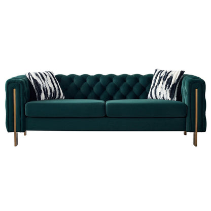 Canapé de salon moderne Chesterfield en velours capitonné
