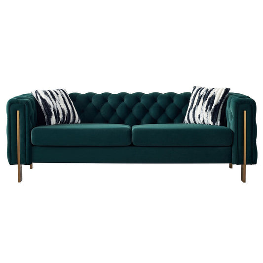 Canapé de salon moderne Chesterfield en velours capitonné