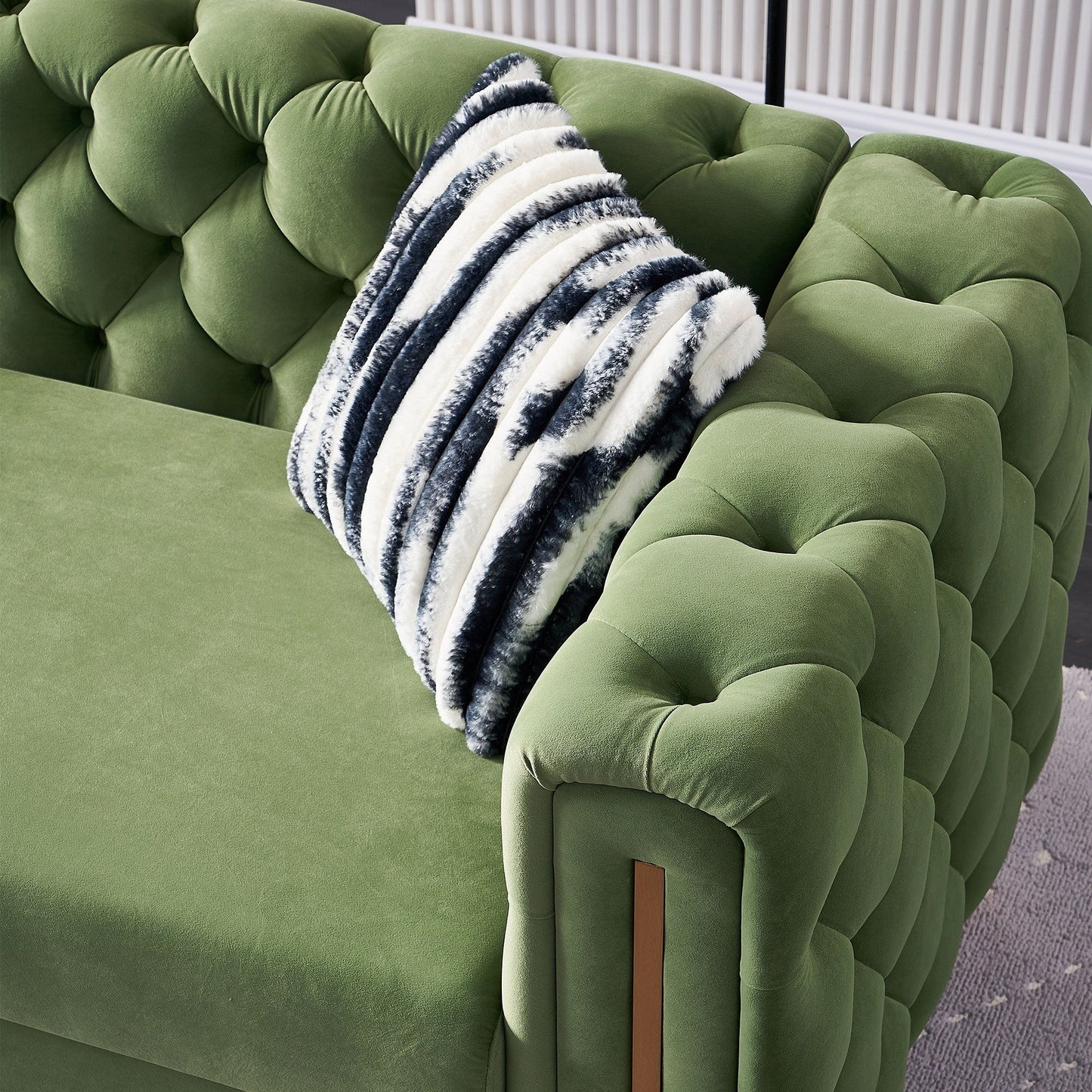 Canapé de salon moderne Chesterfield en velours capitonné