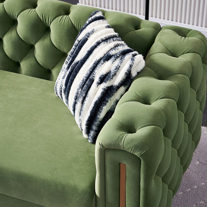 Canapé de salon moderne Chesterfield en velours capitonné