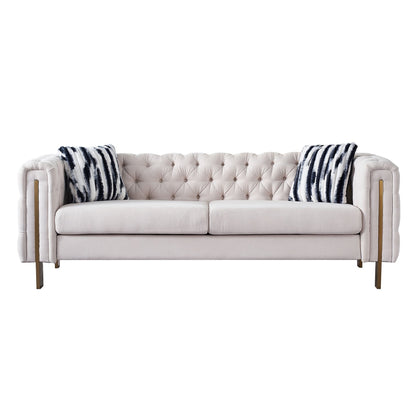 Canapé de salon moderne Chesterfield en velours capitonné