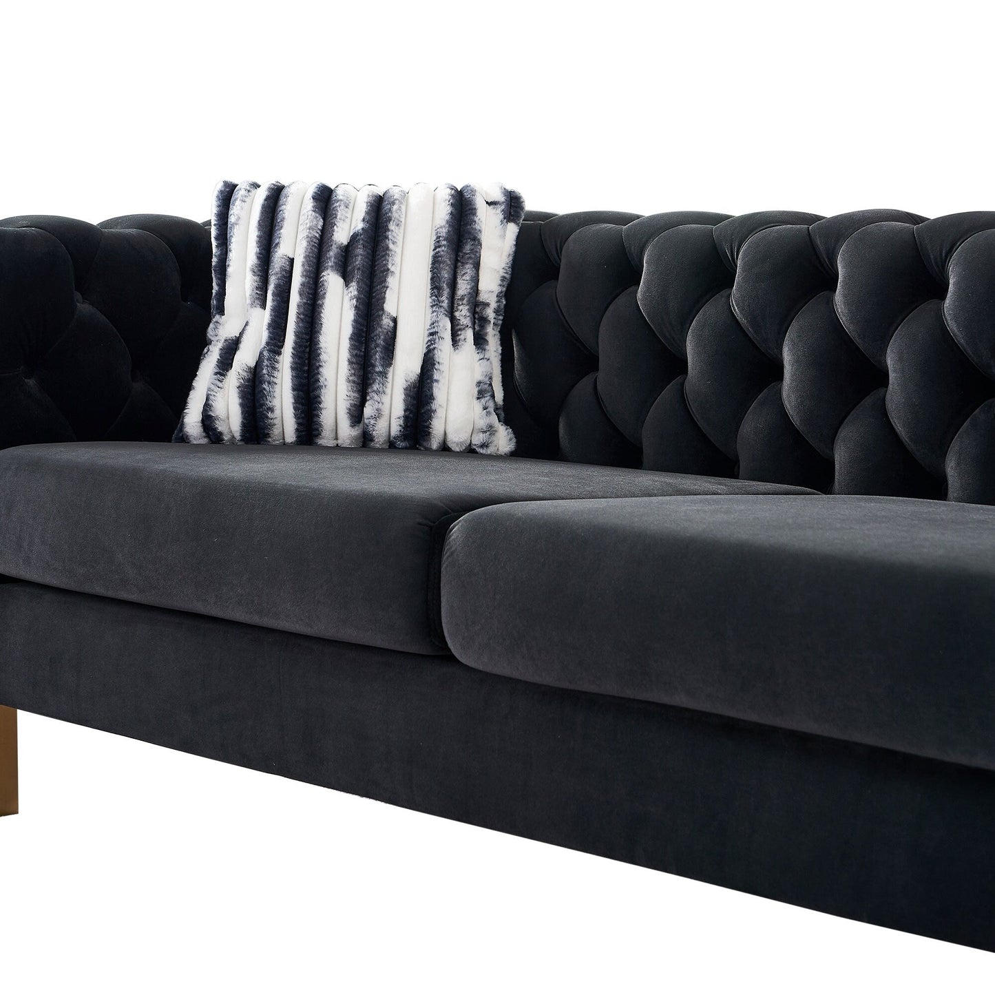 Canapé de salon moderne Chesterfield en velours capitonné