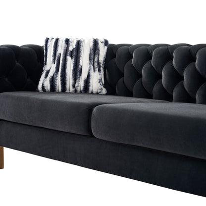 Canapé de salon moderne Chesterfield en velours capitonné