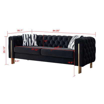 Canapé de salon moderne Chesterfield en velours capitonné