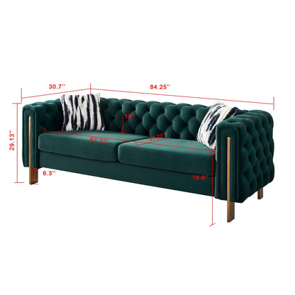 Canapé de salon moderne Chesterfield en velours capitonné