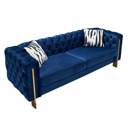 Canapé de salon moderne Chesterfield en velours capitonné