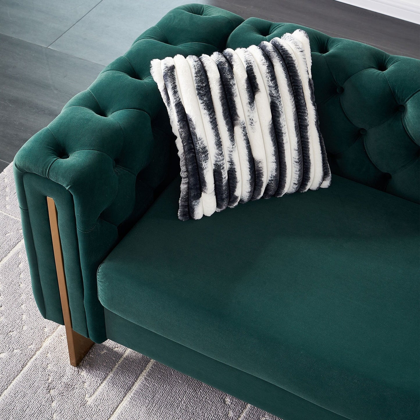 Canapé de salon moderne Chesterfield en velours capitonné