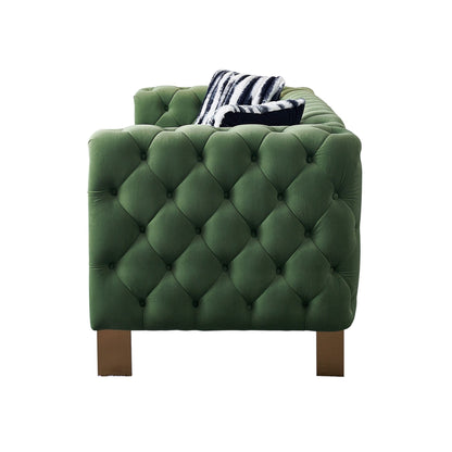 Canapé de salon moderne Chesterfield en velours capitonné