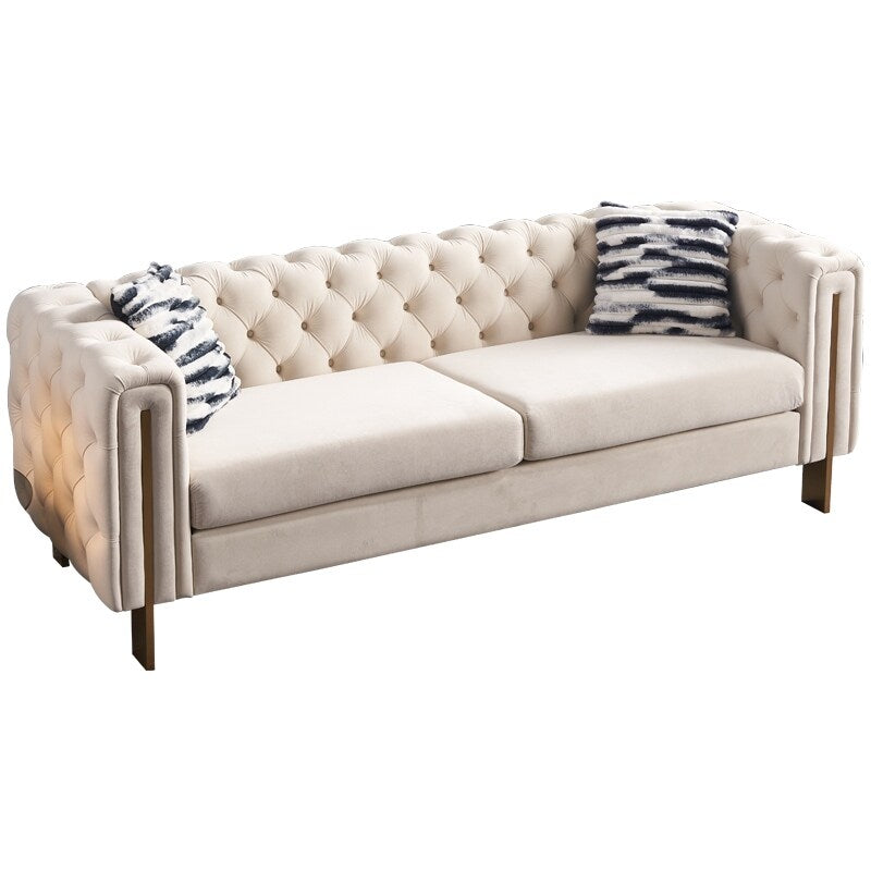 Canapé de salon moderne Chesterfield en velours capitonné