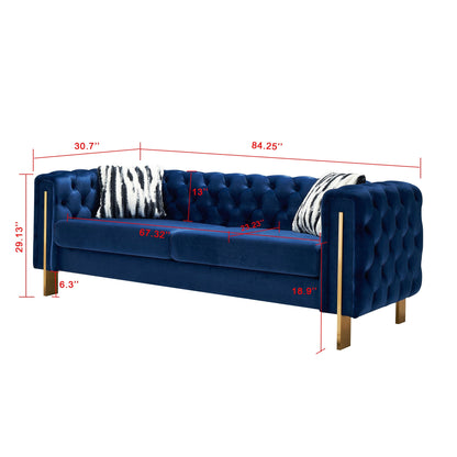 Canapé de salon moderne Chesterfield en velours capitonné