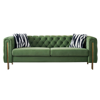 Canapé de salon moderne Chesterfield en velours capitonné