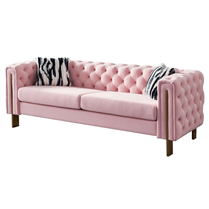 Canapé de salon moderne Chesterfield en velours capitonné