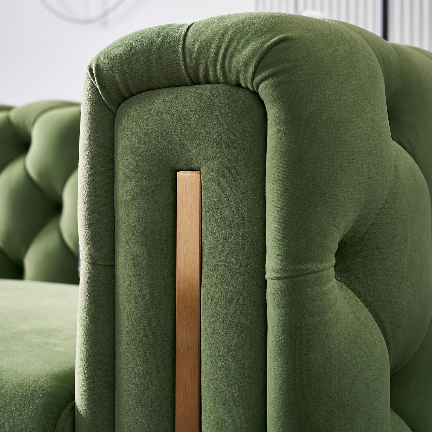 Canapé de salon moderne Chesterfield en velours capitonné