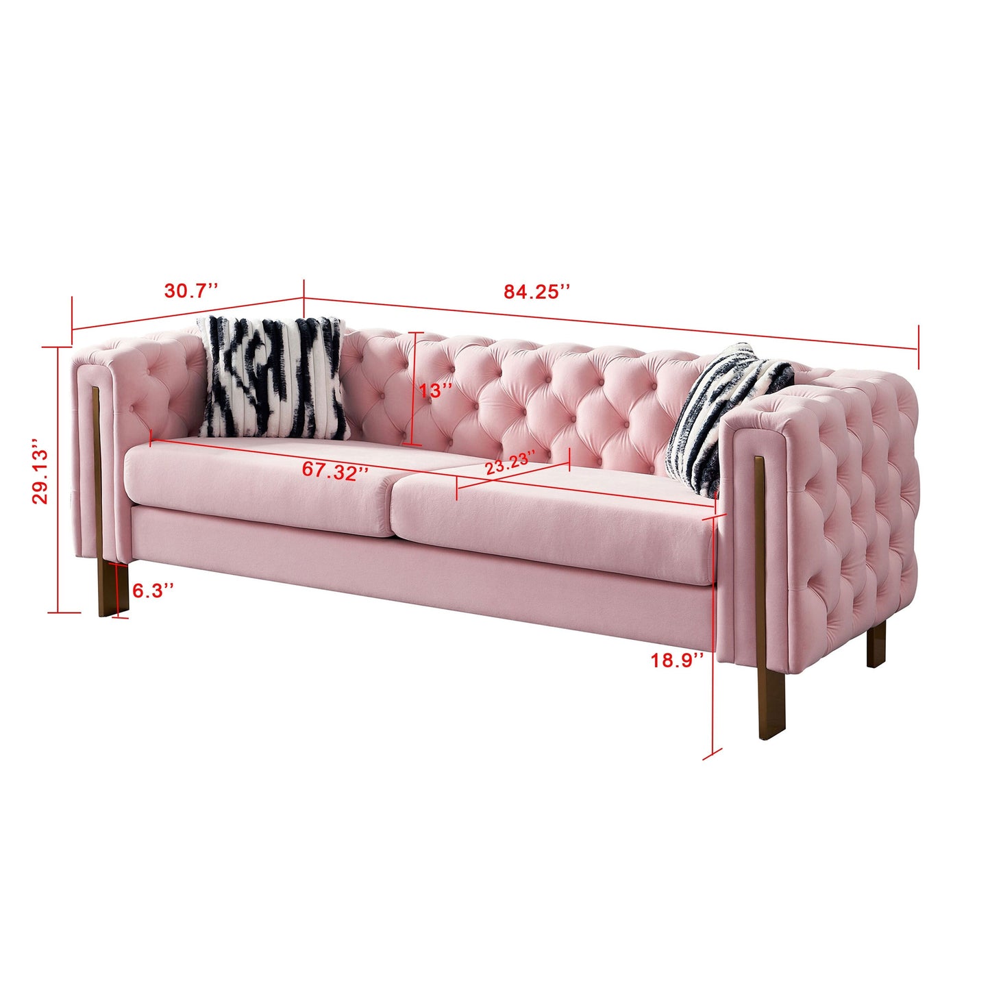 Canapé de salon moderne Chesterfield en velours capitonné