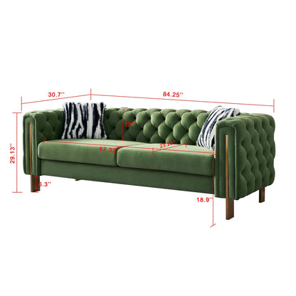 Canapé de salon moderne Chesterfield en velours capitonné