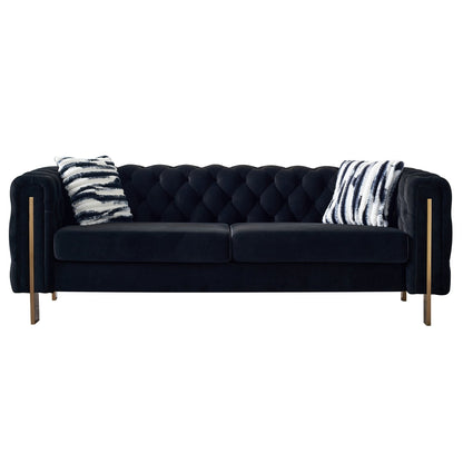 Canapé de salon moderne Chesterfield en velours capitonné