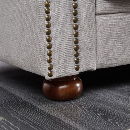 Canapé Chesterfield en tissu lin
