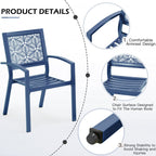 Ensemble de patio extérieur, table et chaises de bistrot en fer résistant aux intempéries, dossier à motif floral, gain de place (vert/bleu/jaune/noir)