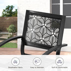 Ensemble de patio extérieur, table et chaises de bistrot en fer résistant aux intempéries, dossier à motif floral, gain de place (vert/bleu/jaune/noir)