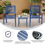 Ensemble de patio extérieur, table et chaises de bistrot en fer résistant aux intempéries, dossier à motif floral, gain de place (vert/bleu/jaune/noir)