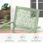 Ensemble de patio extérieur, table et chaises de bistrot en fer résistant aux intempéries, dossier à motif floral, gain de place (vert/bleu/jaune/noir)