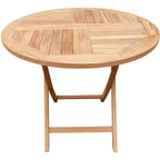 Ensemble de salle à manger bistro Seven Seas Teak 3 pièces en teck pour patio Long Beach, table ronde pliante de 36 po avec 2 fauteuils pliants