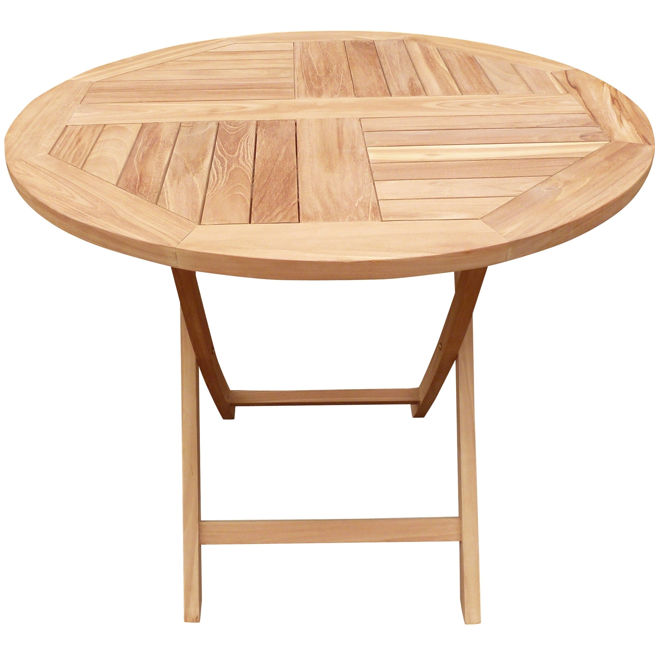 Ensemble de salle à manger bistro Seven Seas Teak 3 pièces en teck pour patio Long Beach, table ronde pliante de 36 po avec 2 fauteuils pliants