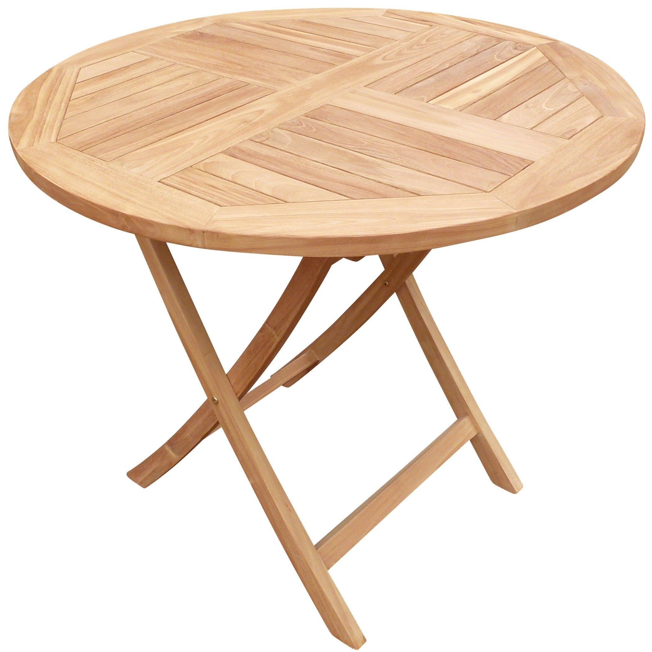 Ensemble de salle à manger bistro Seven Seas Teak 3 pièces en teck pour patio Long Beach, table ronde pliante de 36 po avec 2 fauteuils pliants