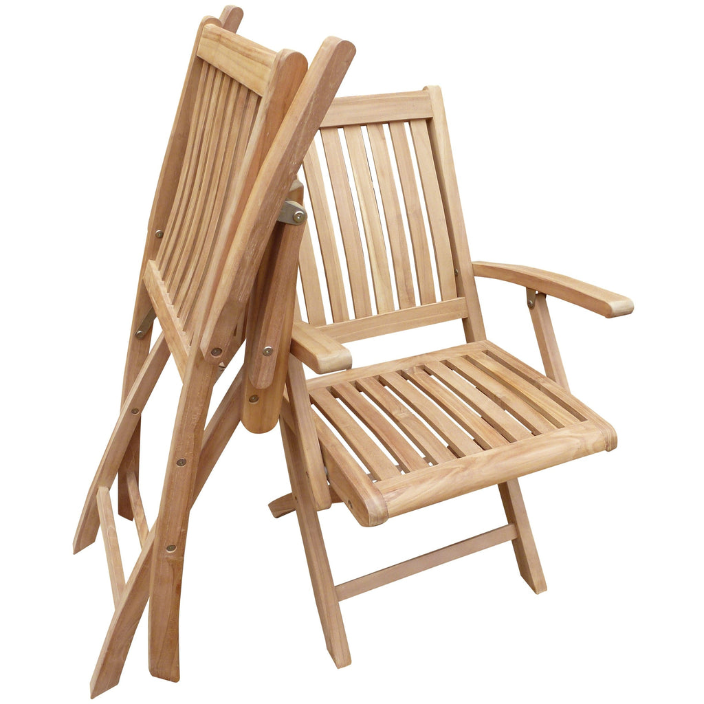 Ensemble de salle à manger bistro Seven Seas Teak 3 pièces en teck pour patio Long Beach, table ronde pliante de 36 po avec 2 fauteuils pliants