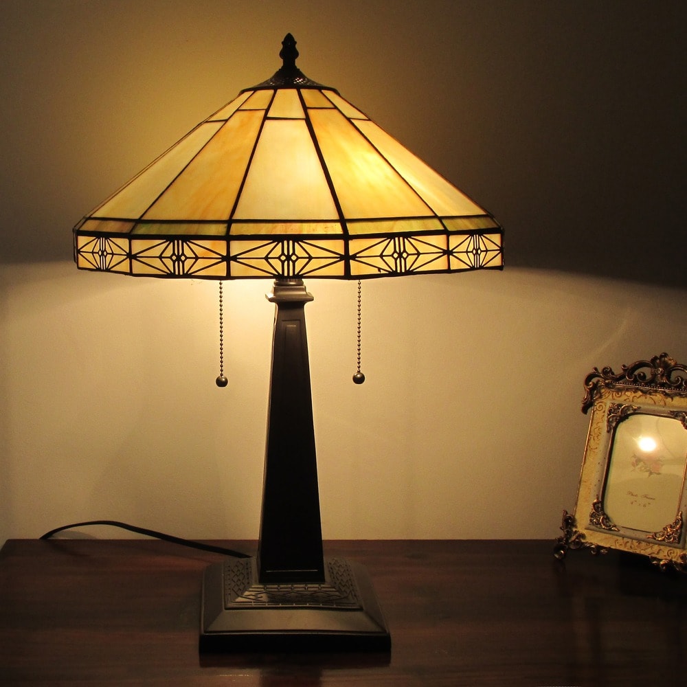 Lampe de table à 2 lumières style Tiffany Mission Design