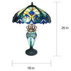 Lampe de table Chloe à double éclairage de style Tiffany, 2 et 1 lumière